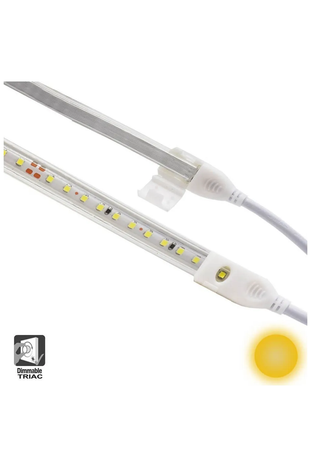 Ruban LED 10W Dimmable 220V AC SMD 2835 120 LED/m Blanc chaud IP65 - 10mm