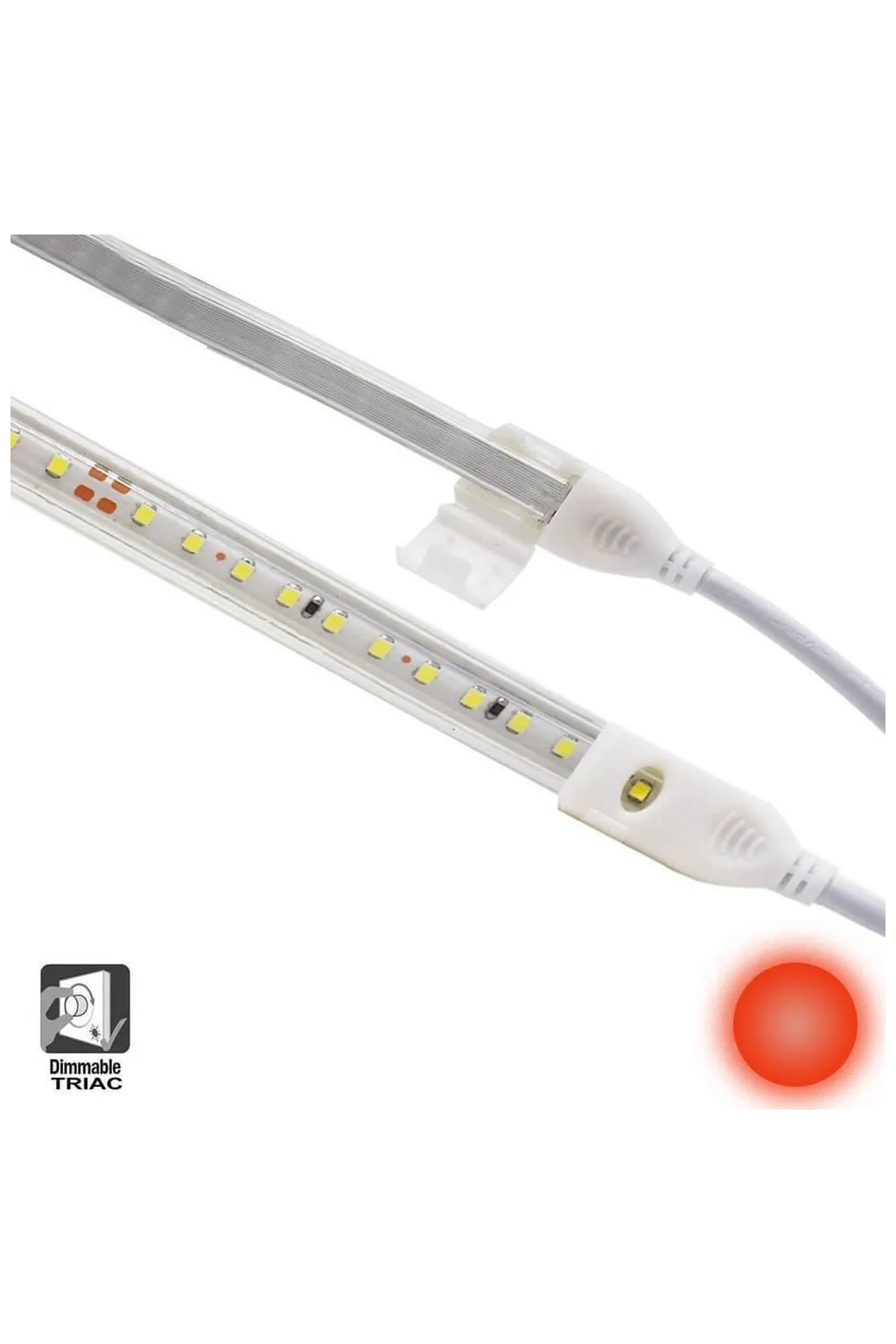 Ruban LED 10W Dimmable 220V AC SMD 2835 120 LED/m Blanc chaud IP65 - 10mm