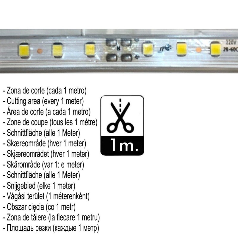 10W 220V AC SMD 2835 120 LED / M Warm White IP65 - 10mm
