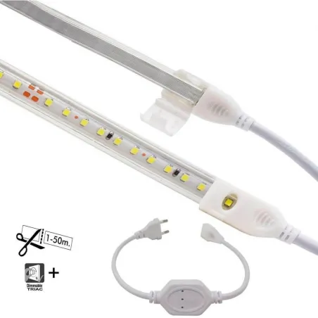 Tira LED 10W Regulable 220V AC SMD 2835 120 LED/m Blanco Cálido IP65 - 10mm