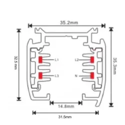 Carril TRIFASICO de 1 metro Negro