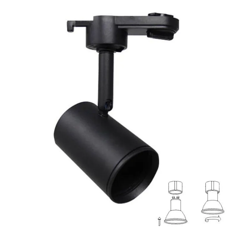 Carcasa para foco carril negra para lampara GU10