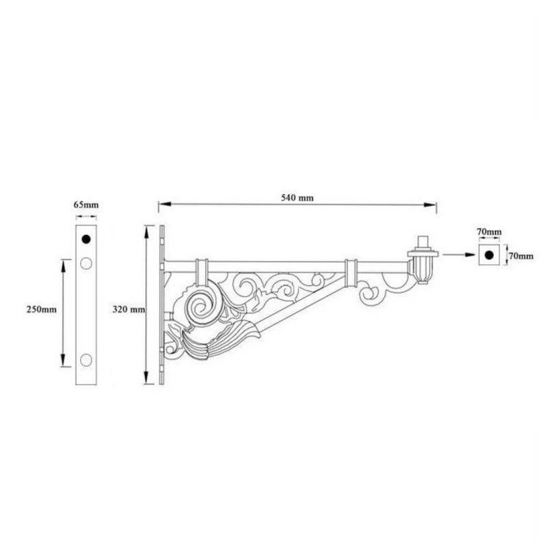 Braço de alumínio modelo Villa 52cm