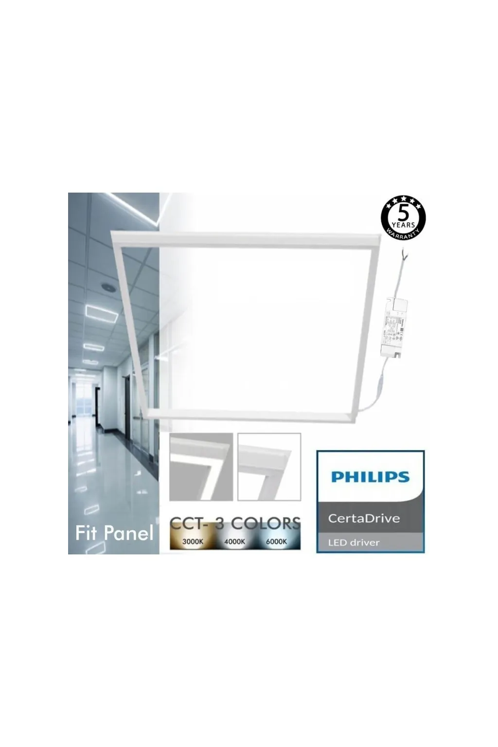 FIT Dalle LED - 60x60 - 40W   - cadre blanc - CCT