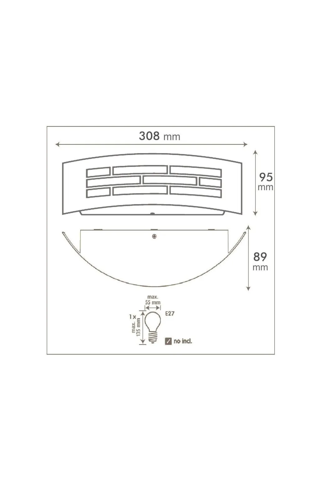 Applique pour LED E27 GOTHENBURG INOX - Extérieure IP44