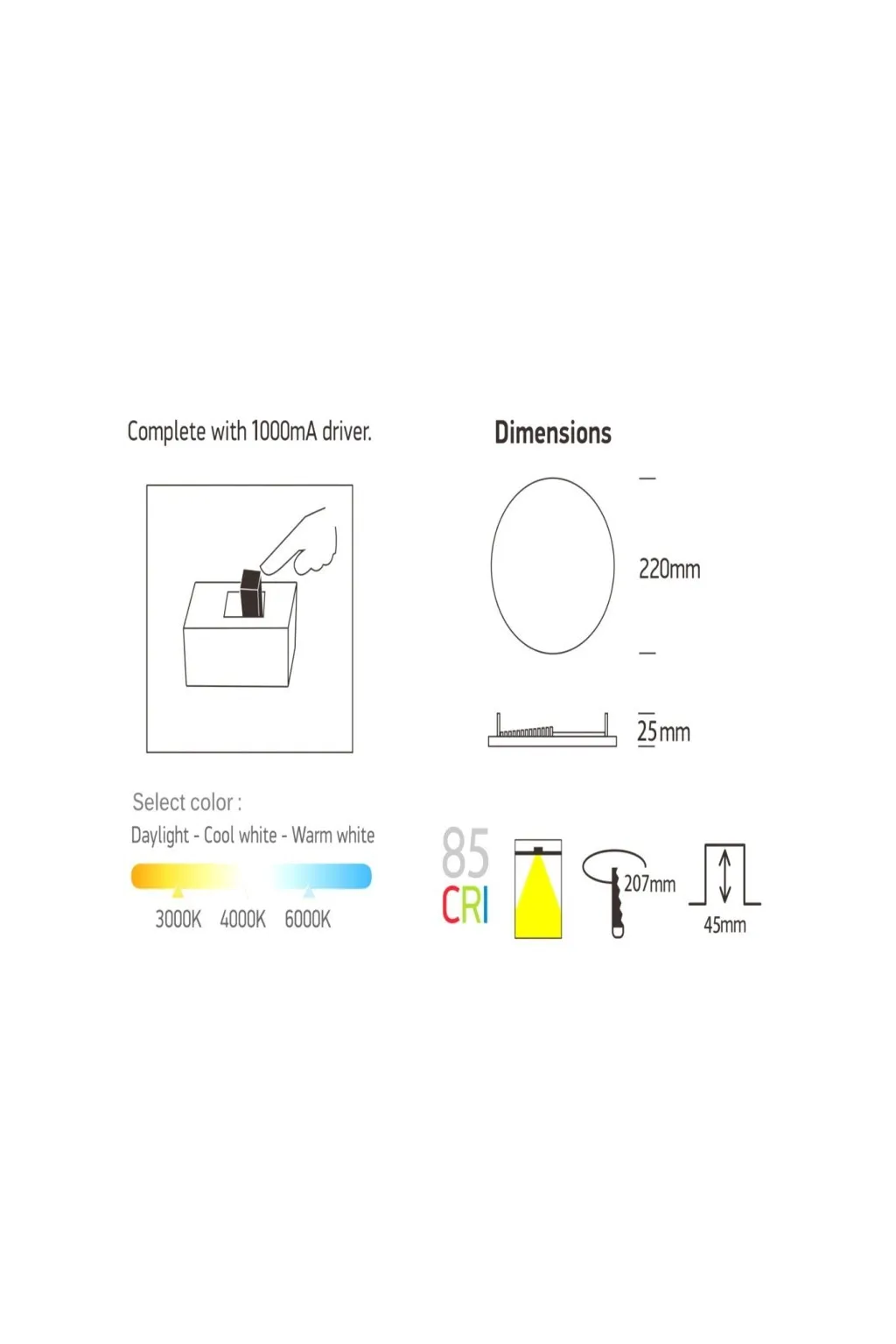 Downlight LED 24W - Frameless QUASAR - OSRAM CHIP DURIS E 2835 - CCT