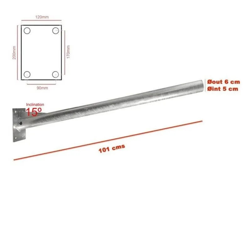 Suporte para Candeeiro de Rua - Aço Galvanizado - 1m.