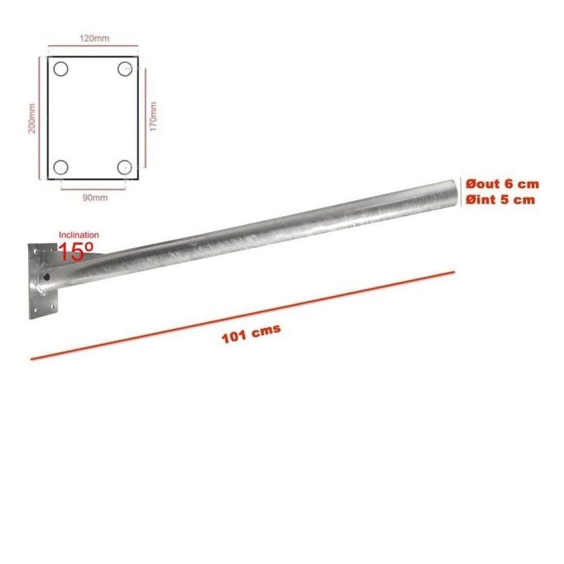 Support de Lampadaire - Acier Galvanisé - 1m.