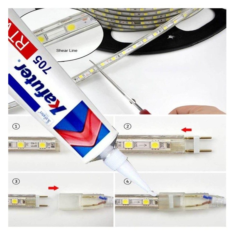 Pegamento de Silicona para Tiras LED y componentes electrónicos - IP65