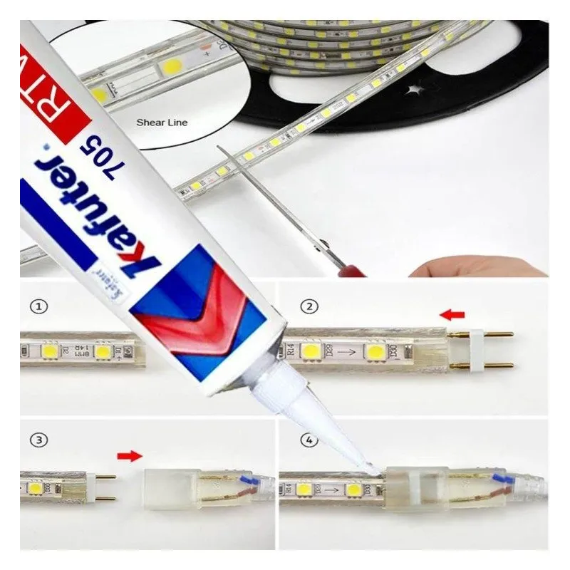 Colle silicone pour Rubans LED et Composants Électroniques - IP65