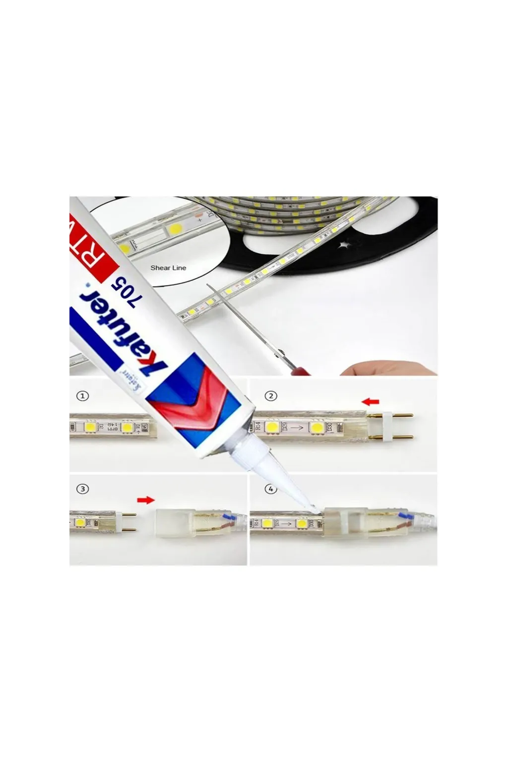 Pegamento de Silicona para Tiras LED y componentes electrónicos - IP65