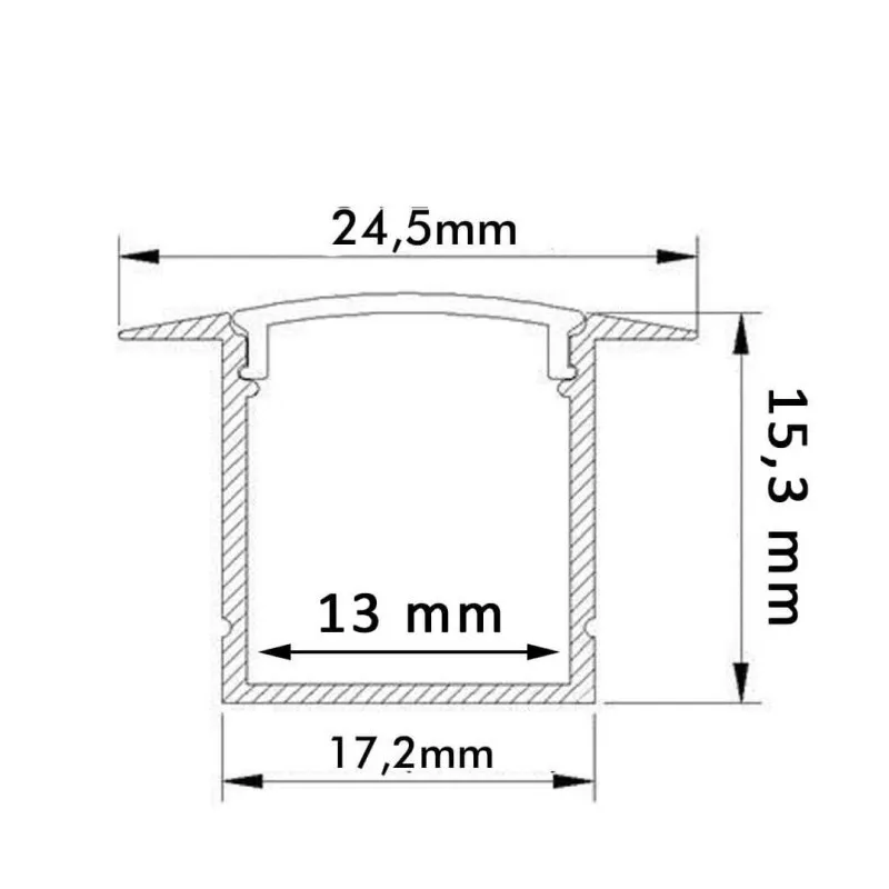 Profilé Blanc et Noir - 2 mètres - à Encastrer - Aluminium - pour LED