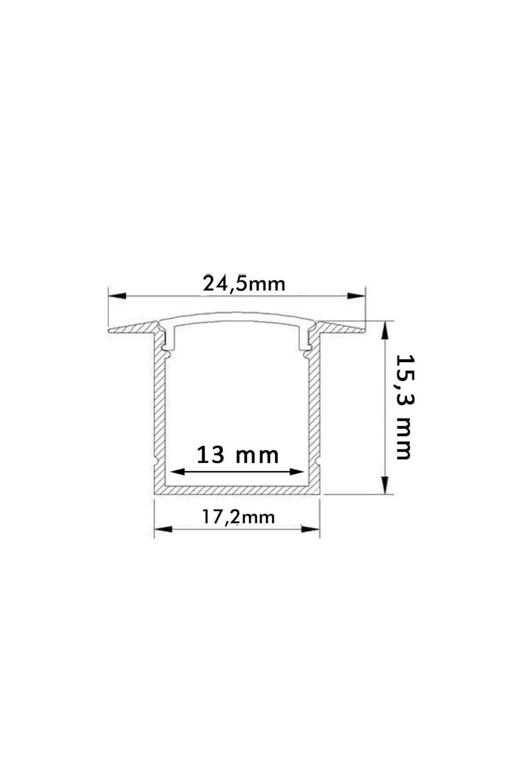 Profilé Blanc et Noir - 2 mètres - à Encastrer - Aluminium - pour LED