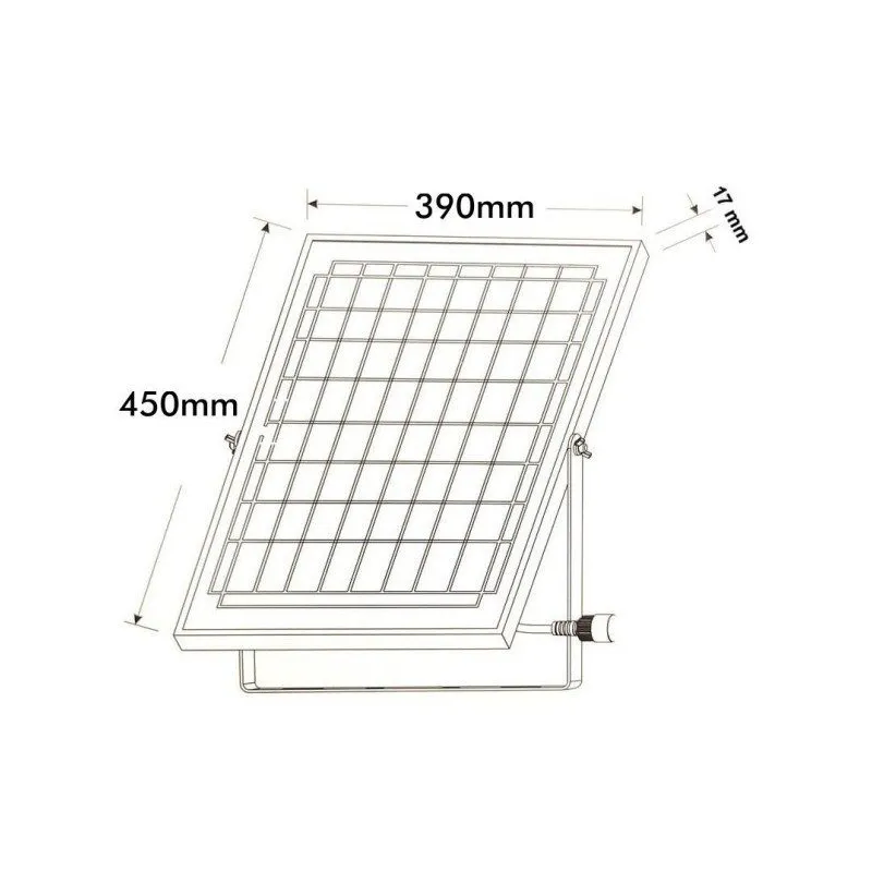 Technical drawing 390x450mm photovoltaic panel of the Villa solar lantern with cable