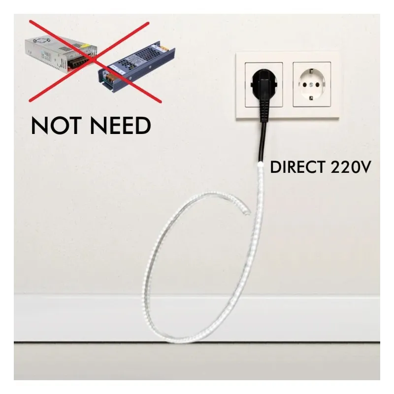 Tira LED 220V | 120xLED/m | 20m | SMD2835 | 1540Lm/M | 14W/M | IP67 | Corte cada 10cm