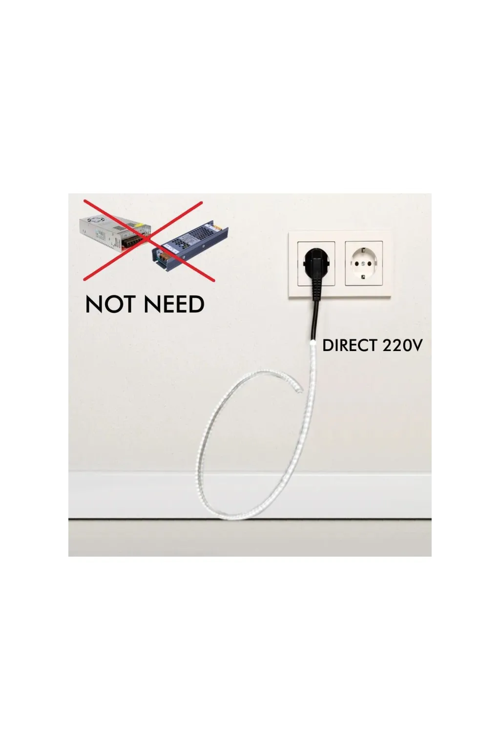 Tira LED 220V | 120xLED/m | 20m | SMD2835 | 1540Lm/M | 14W/M | IP67 | Corte cada 10cm