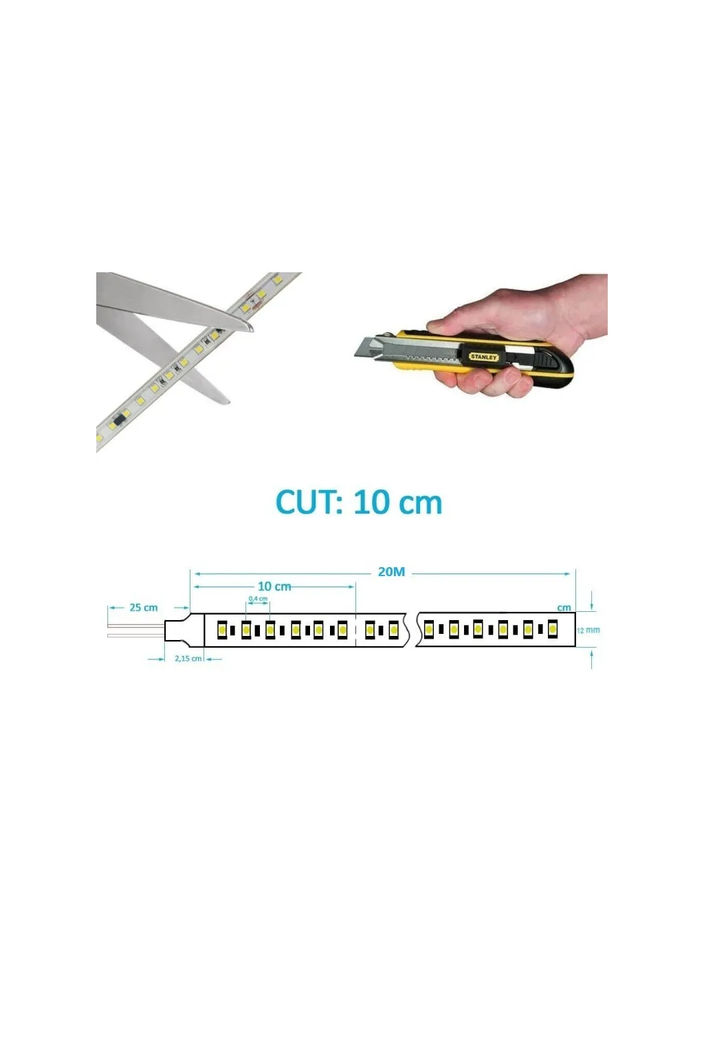 Tira LED 220V | 120xLED/m | 20m | SMD2835 | 1540Lm/M | 14W/M | IP67 | Corte cada 10cm