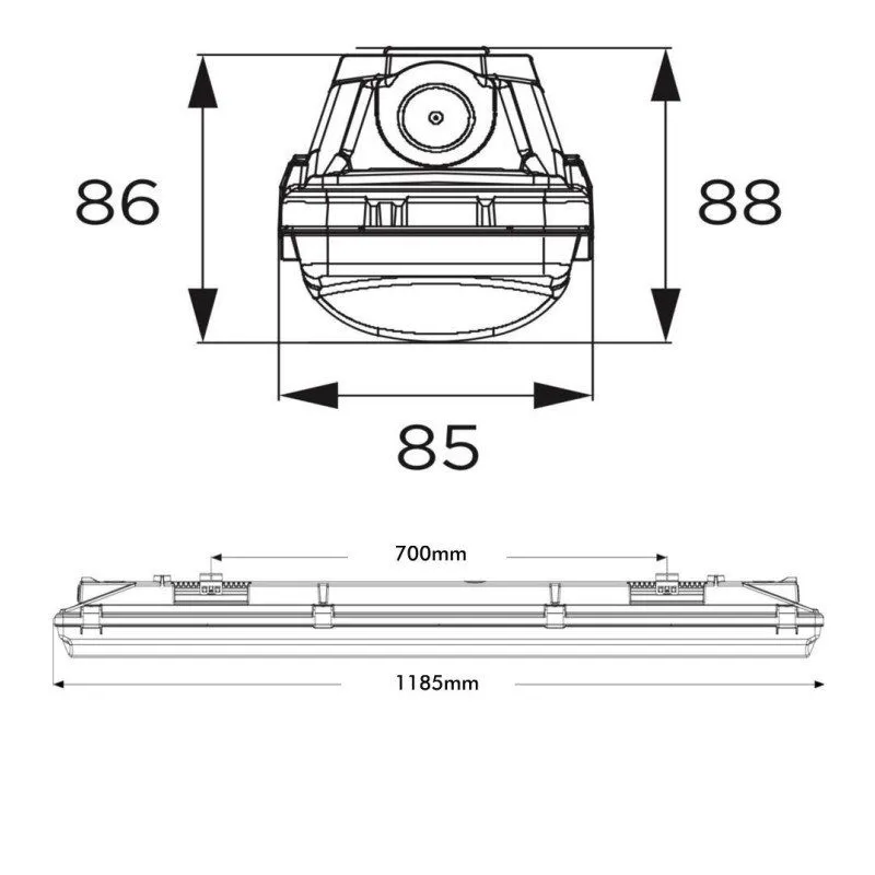 Regleta Estanca LED integrado - 35W-30W-25W-20W - OSRAM Driver - 120cm