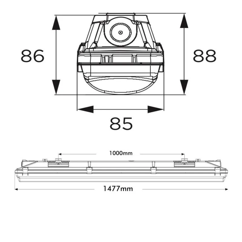 Regleta Estanca LED integrado - 44W-38W-32W-25W - OSRAM Driver - 150cm