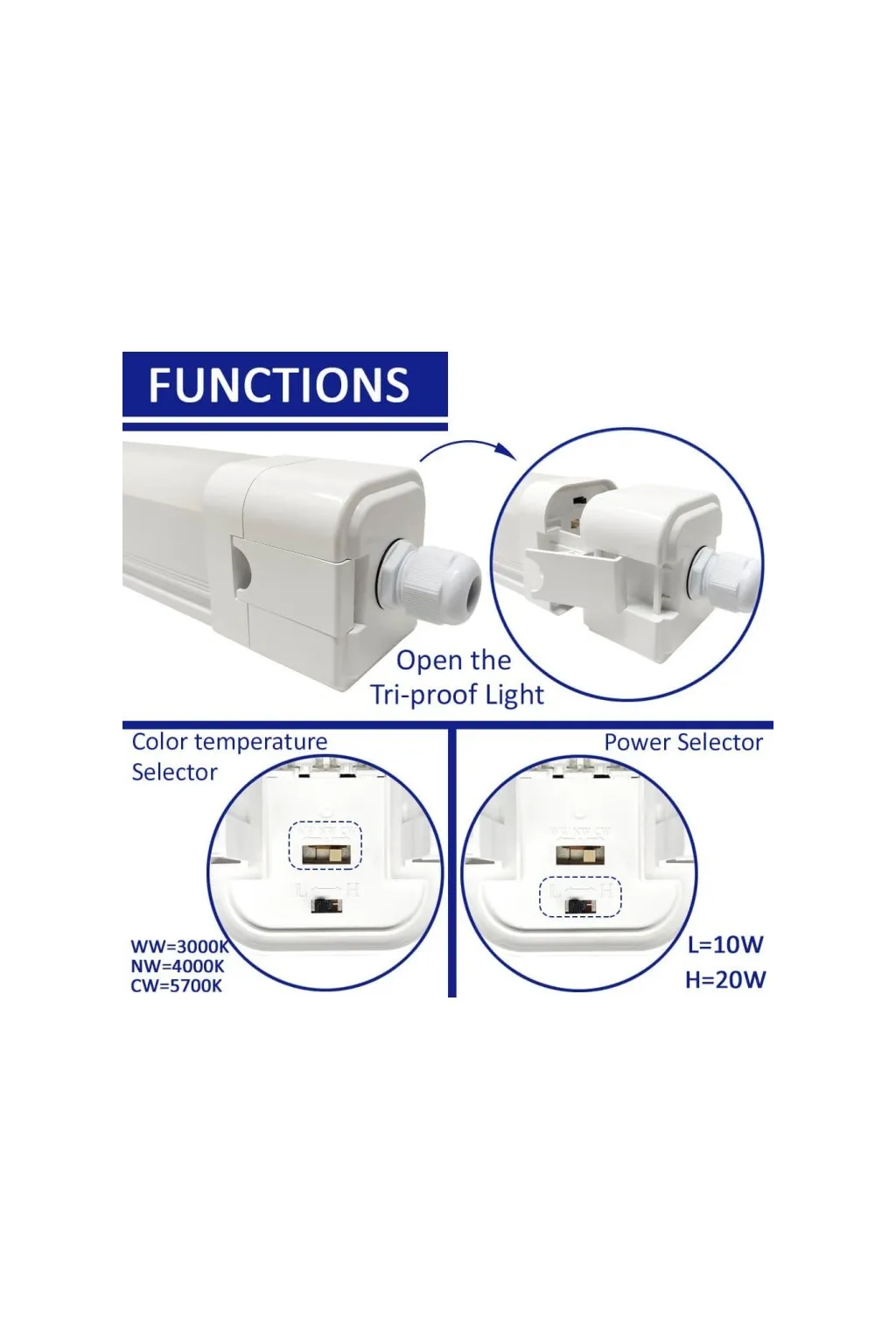 Regleta Estanca LED 20W-10W SAMSUNG chip - 3CCT - 60cm