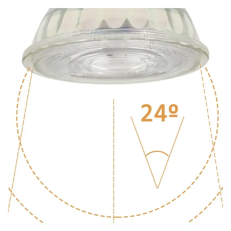 Dicroica LED GU10 8W ALTA LUMINOSIDAD - Cristal - 24º - NO FLICK - DIMABLE - CRI 98