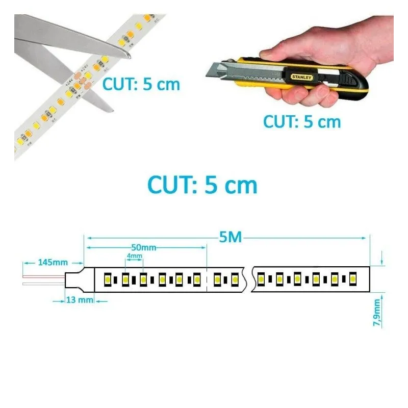 Tira LED 24V | 240xLED/M | 5m | SMD2025 | CCT | 10W/M | IP20