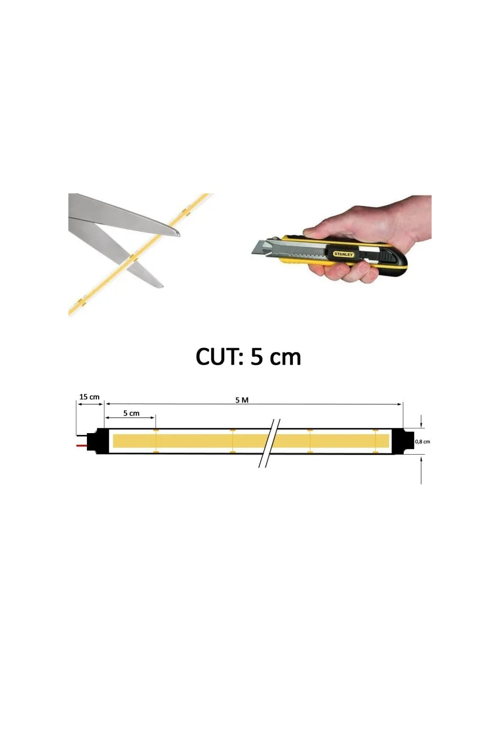 Tira LED COB 24V | 320 LED/M | 5m | FLIP CHIP | 1000Lm |12W/M | CRI90 | IP20