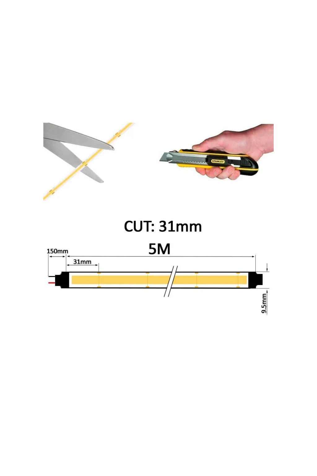 Tira LED COB 24V | 512 LED/M | 5m | FLIP CHIP | 1650Lm |15W/M | CRI90 | IP20