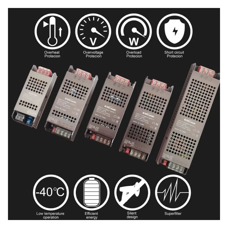 Fuente Alimentación 24V 400W 16.6A Aluminio IP20 - GXTronic