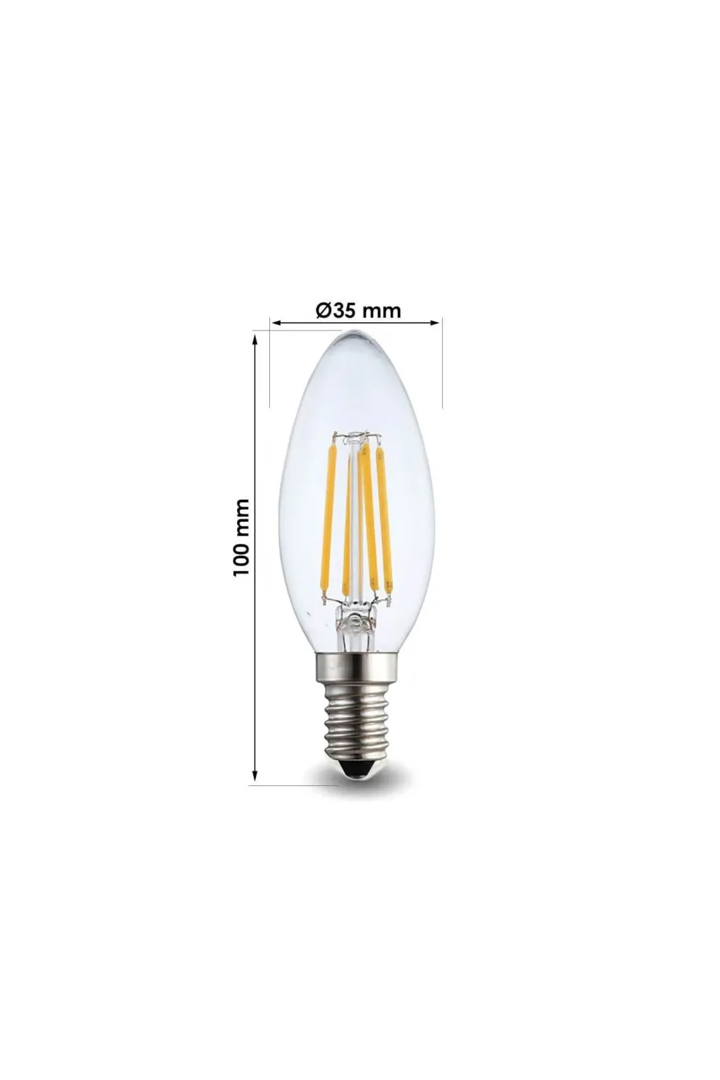 Bombilla LED Filamento Vela 4W E14 C35