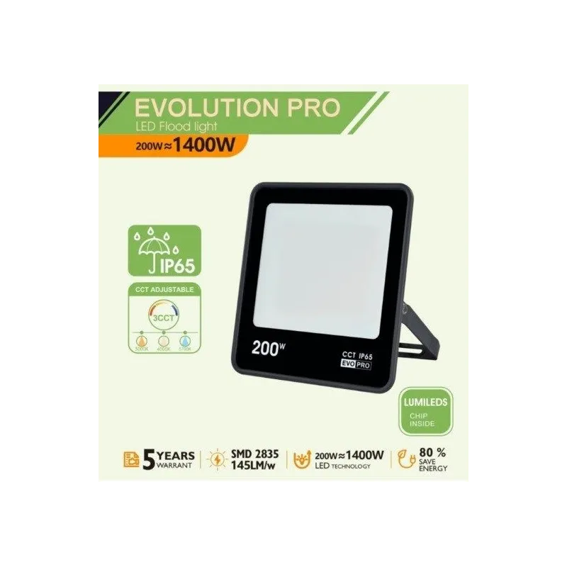 Foco Proyector Exterior LED 200W - EVO PRO - CCT - Chip Lumileds