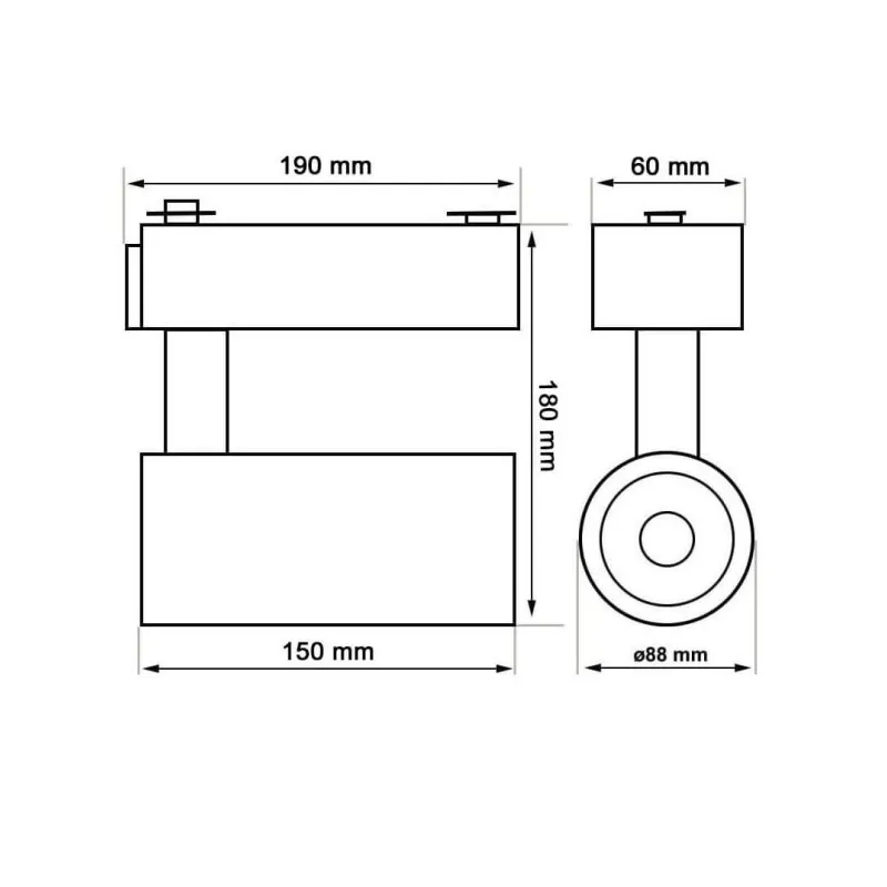 Foco LED 30W PARMA Negro Carril Monofásico - CCT - CRI+92 - 48º