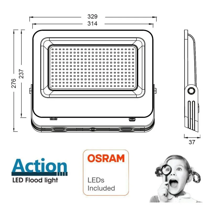Focus Projector LED 200W - Action Pro - Osram Chip Duris E2835
