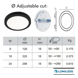 DownLight + LED ceiling - Circular- Moss Black LumiledS - 18W Adjustable - CCT Selectable color