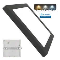 Downlight + Plafón LED - Cuadrado- MOSS NEGRO LUMILEDS- 24W AJUSTABLE - CCT Color Seleccionable