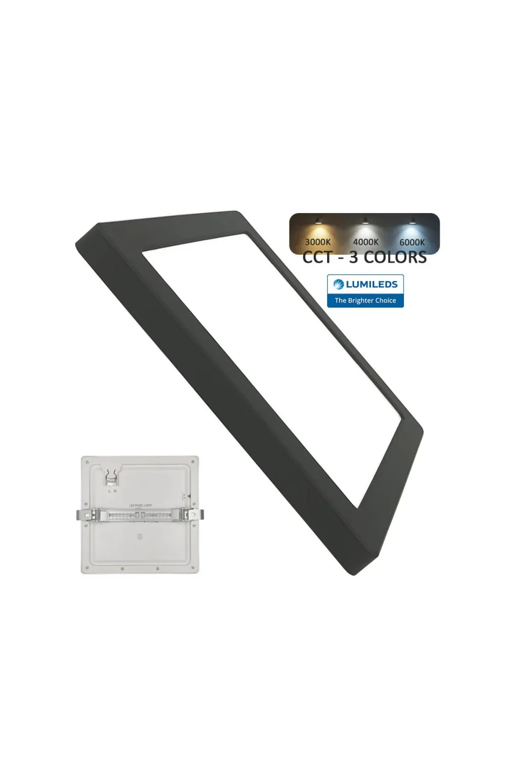 Downlight + LED ceiling - square- Moss Black LumiledS- 24W Adjustable - CCT Selectable color