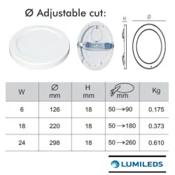 Downlight + LED ceiling - Circular- Moss White LumiledS - 24W Adjustable - CCT Color Selectable