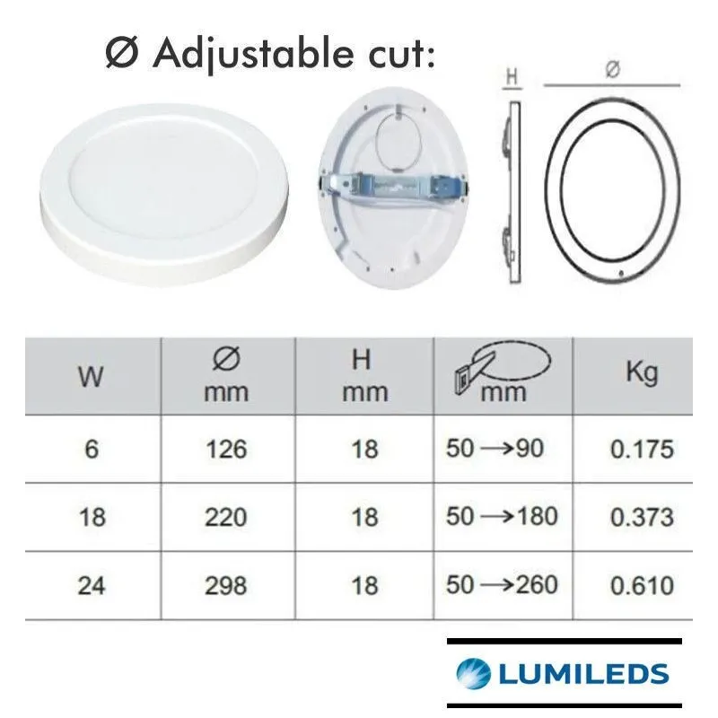 Downlight + LED ceiling - Circular- Moss White LumiledS - 24W Adjustable - CCT Color Selectable
