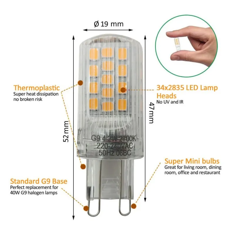 G9 LED Bulb 4.2W Chip Lumileds