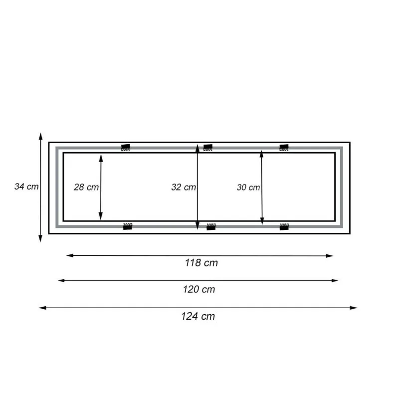 Frame for embedding LED panel 120x30 cm