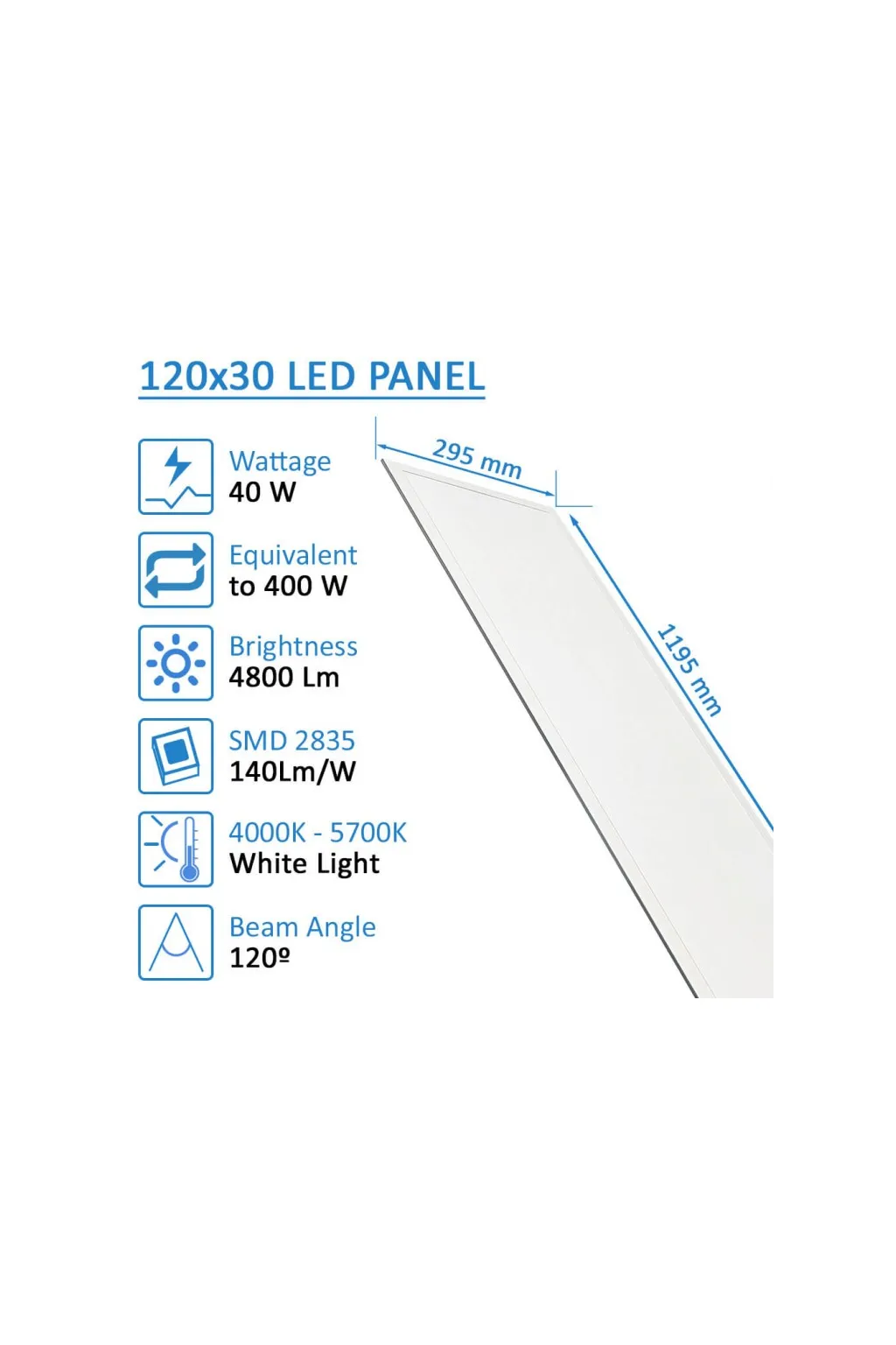 Buy Pack 6 LED Panel 120x30 40W Philips Driver