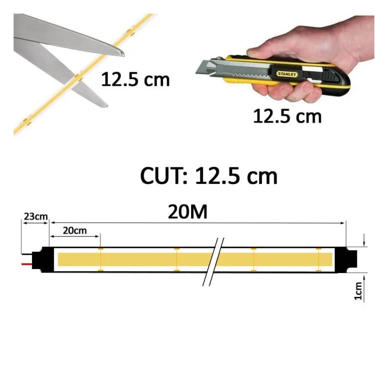 Tira LED COB 220V | 448 LED/M | 20m | FLIP CHIP | 1200Lm/M |14W/M | CRI+82 | IP67