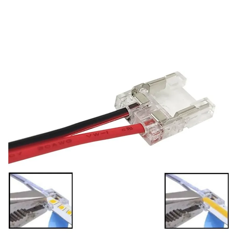 Conector Transparente Para Tiras LED COB + SMD - 10mm - IP20