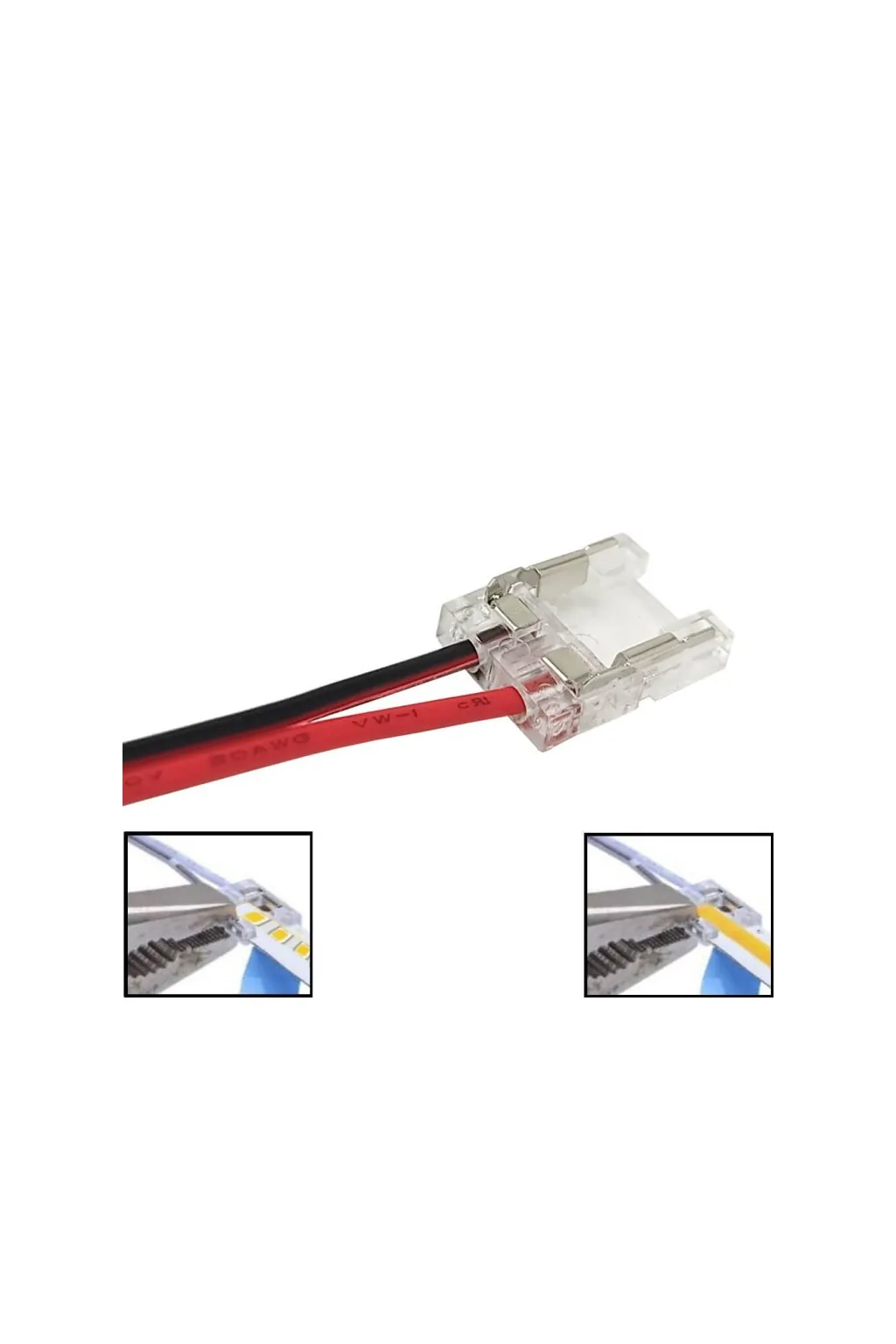 Conector Transparente Para Tiras LED COB + SMD - 10mm - IP20