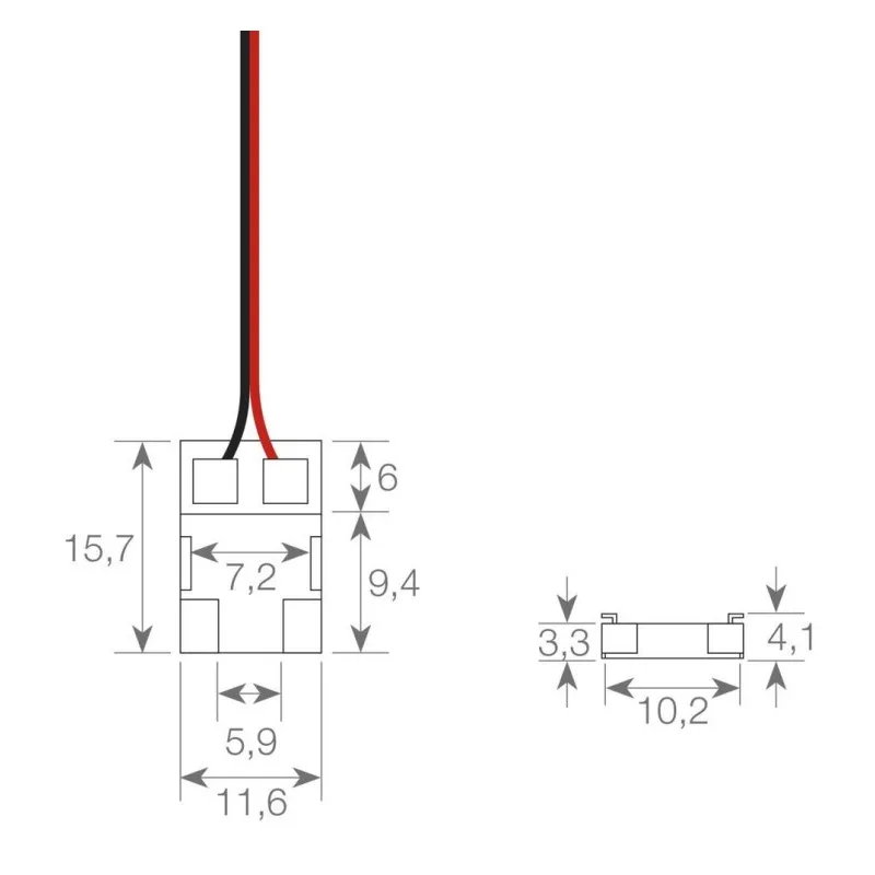 Transparent connector for LED COB + SMD - 10mm - IP20