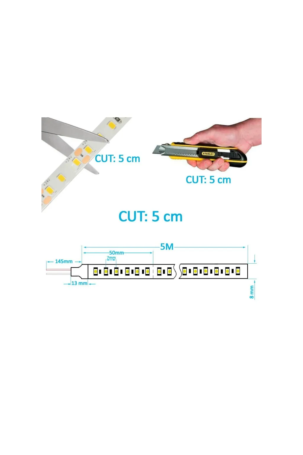 24V LED strip | CRI Elite | 140 LED / M | 5m | SMD2835 | 1600lm | 11w / m | CRI98 | Ip20