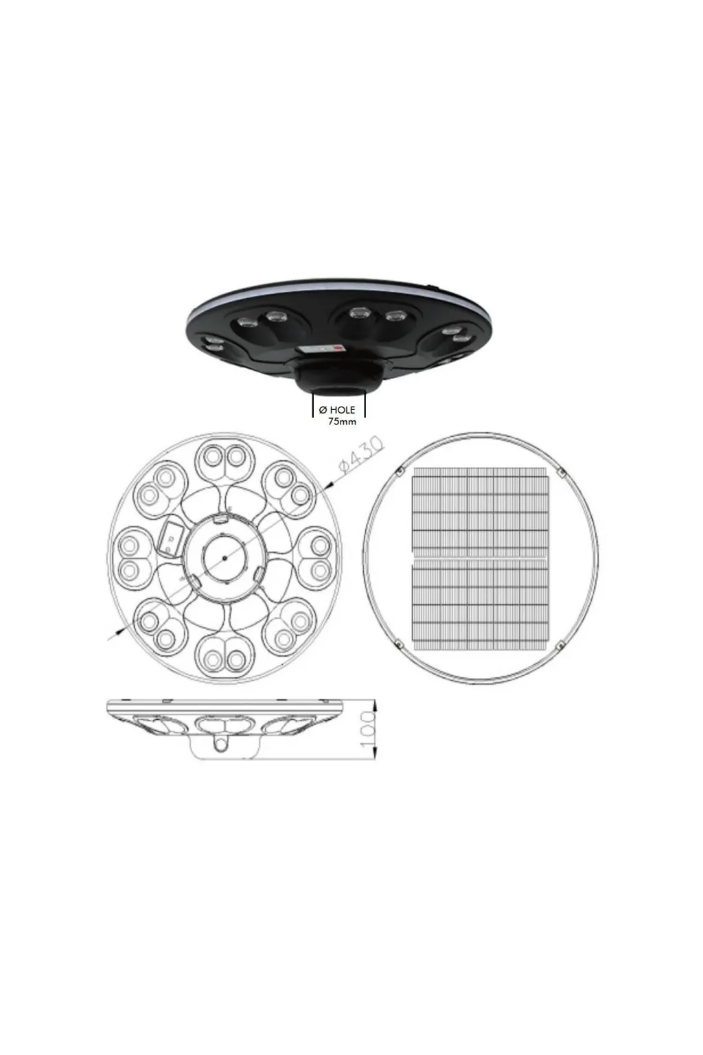 Farola Solar LED - GARDEN - ABS- 4000K+ Mando de Control