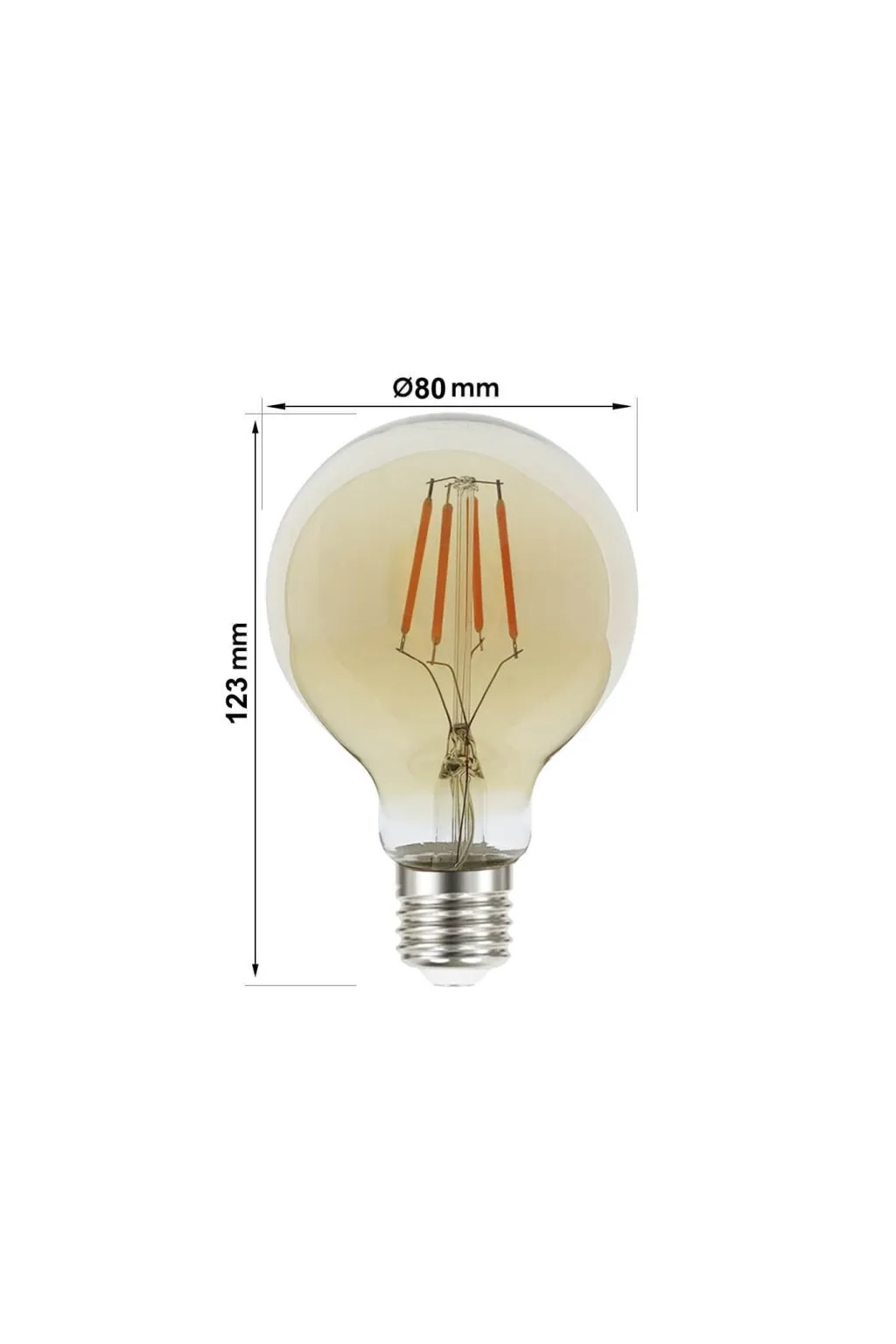 LED Light Bulb Vintage Filament 6W E27 G80 Gold - Dimable
