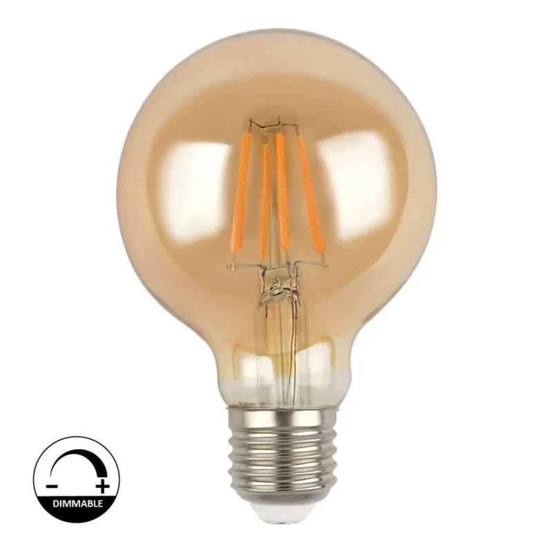 LED Light Bulb Vintage Filament 6W E27 G80 Gold - Dimable
