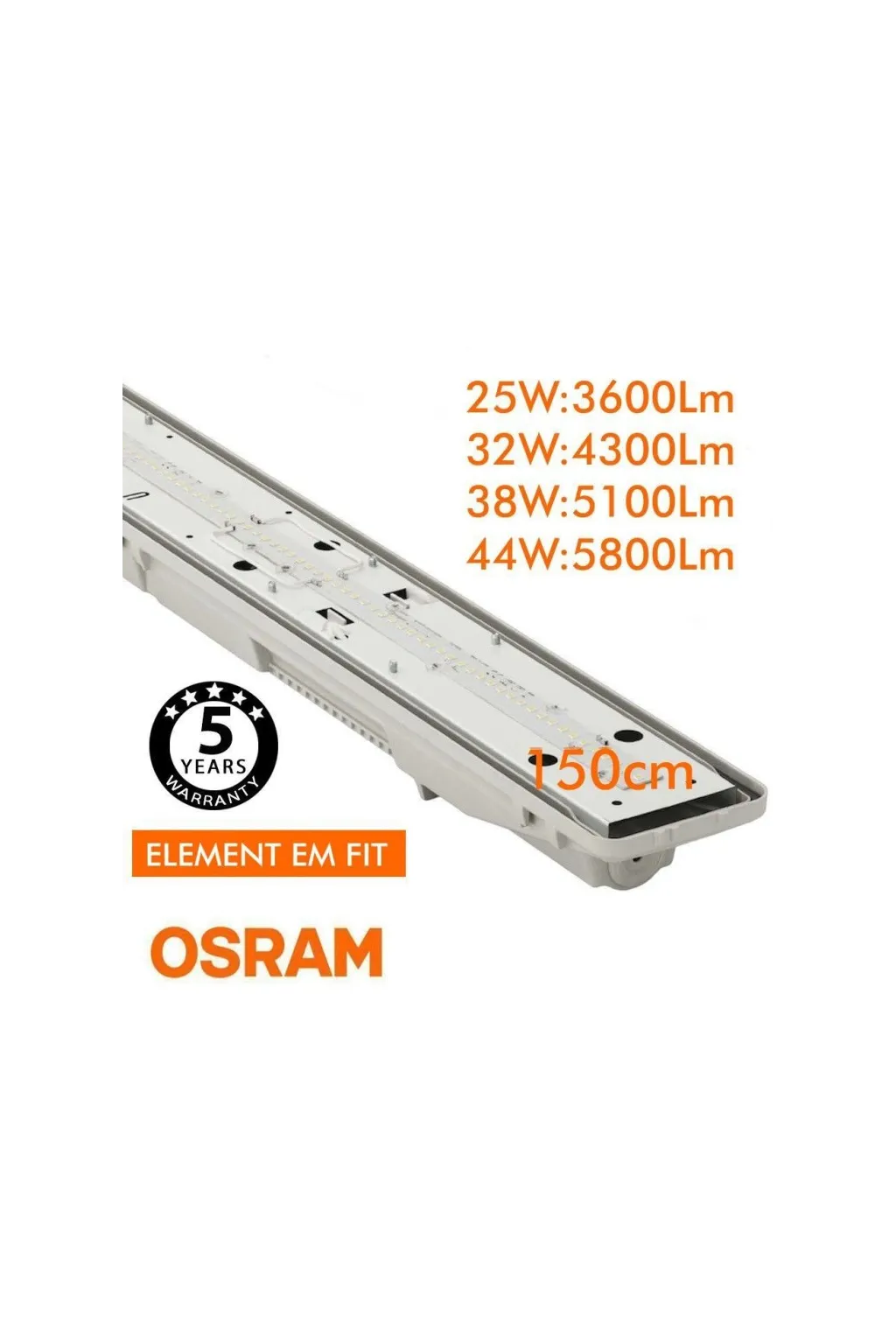 Regleta Estanca LED integrado - 44W-38W-32W-25W - OSRAM Driver - 150cm